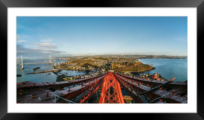 View from top of Forth Rail Bridge Framed Mounted Print by Andrew Beveridge