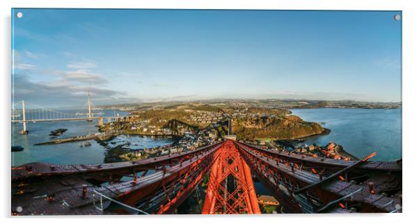 View from top of Forth Rail Bridge Acrylic by Andrew Beveridge