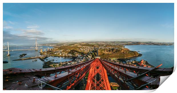 View from top of Forth Rail Bridge Print by Andrew Beveridge