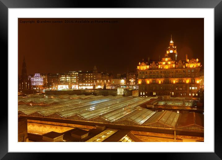 ROOF BY NIGHT Framed Mounted Print by andrew saxton