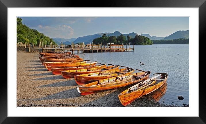 Derwent Water Framed Mounted Print by paula smith