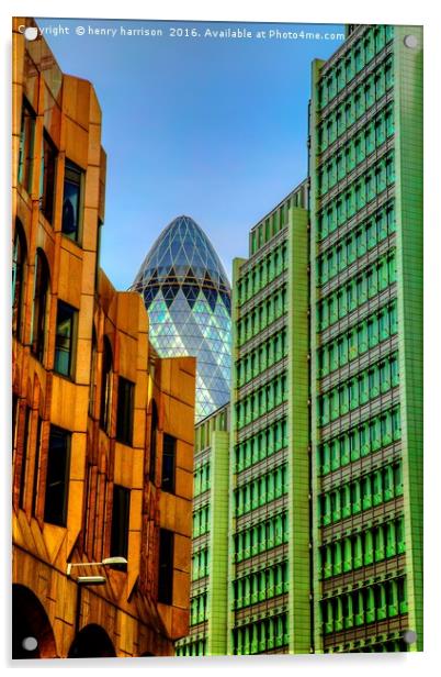 The Gherkin London Acrylic by henry harrison