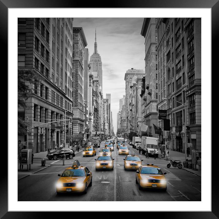 5th Avenue NYC Traffic Framed Mounted Print by Melanie Viola