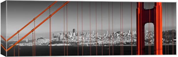Golden Gate Bridge Panoramic Downtown View Canvas Print by Melanie Viola
