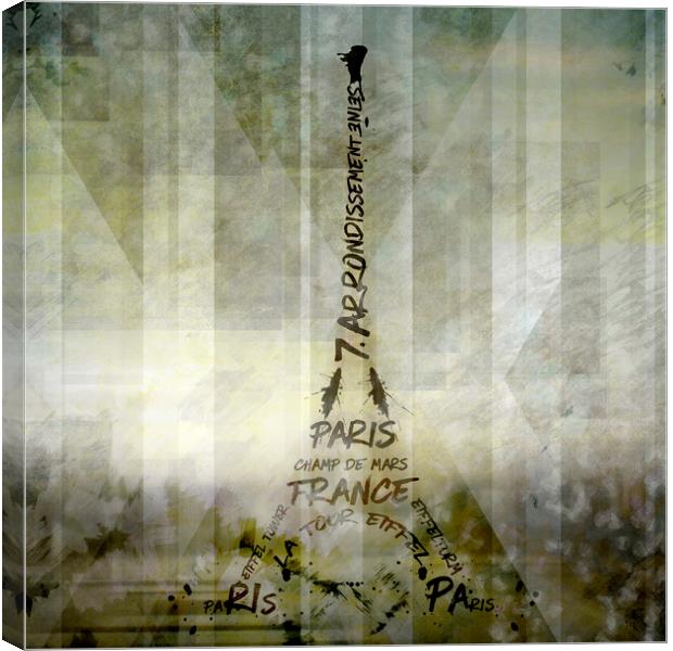 Digital-Art PARIS Eiffel Tower | Geometric Mix No1 Canvas Print by Melanie Viola