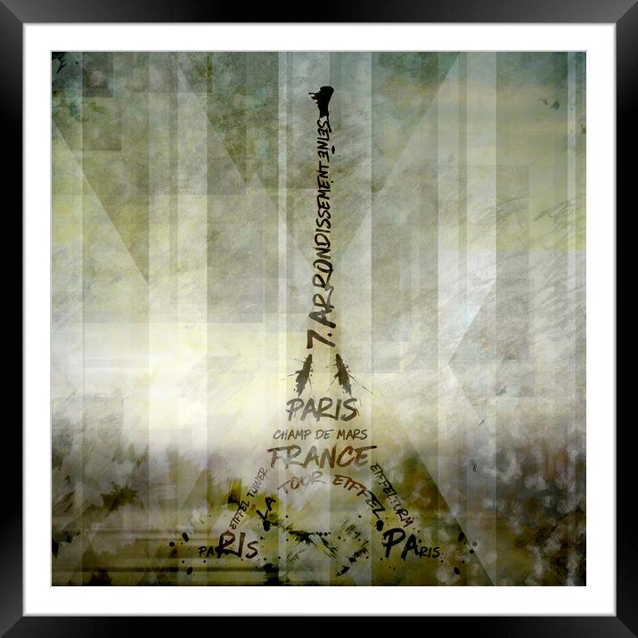 Digital-Art PARIS Eiffel Tower | Geometric Mix No1 Framed Mounted Print by Melanie Viola