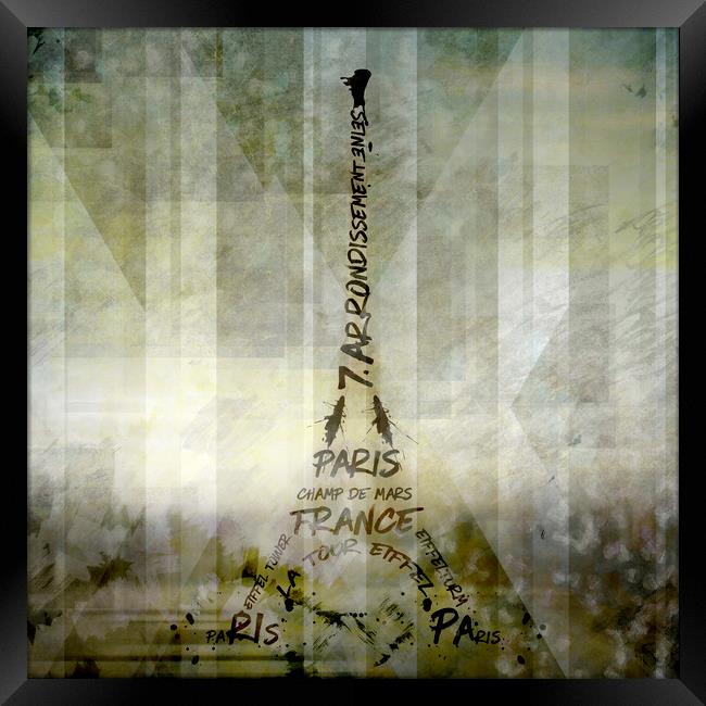 Digital-Art PARIS Eiffel Tower | Geometric Mix No1 Framed Print by Melanie Viola