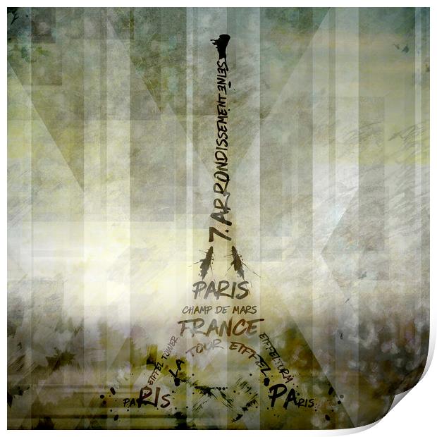 Digital-Art PARIS Eiffel Tower | Geometric Mix No1 Print by Melanie Viola