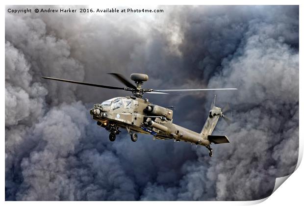 AgustaWestland Apache AH1 Helicopter Print by Andrew Harker