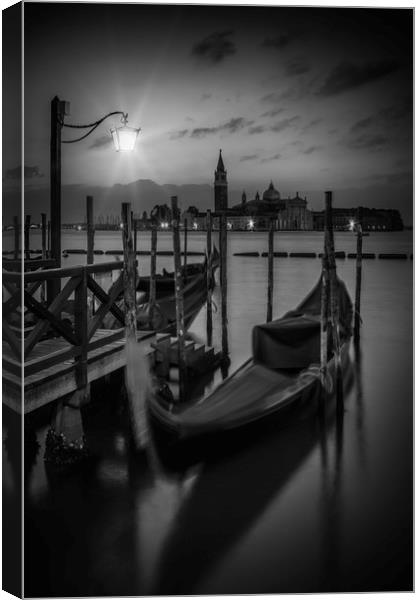 VENICE Gondolas in black and white Canvas Print by Melanie Viola