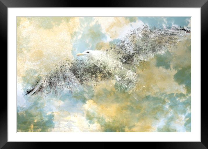 Vanishing Seagull Framed Mounted Print by Melanie Viola