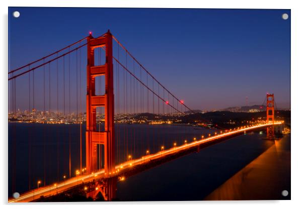Golden Gate Bridge at Night Acrylic by Melanie Viola
