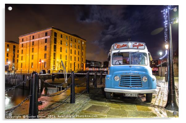 Albert Docks Ice Cream Van, Liverpool. Acrylic by Buster Brown