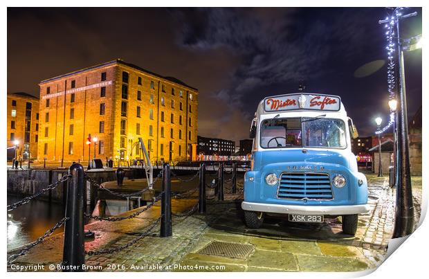 Albert Docks Ice Cream Van, Liverpool. Print by Buster Brown