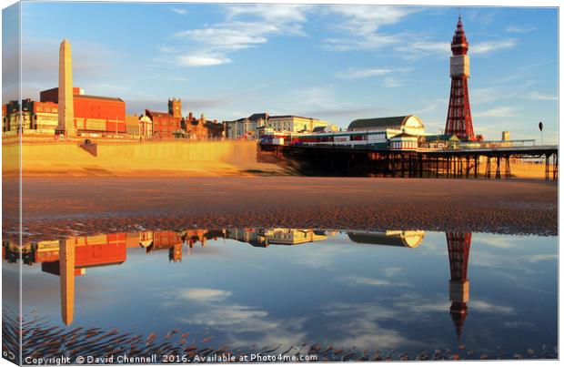 Blackpool Tower Reflection  Canvas Print by David Chennell