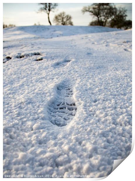 Footstep in the Snow Print by Buster Brown