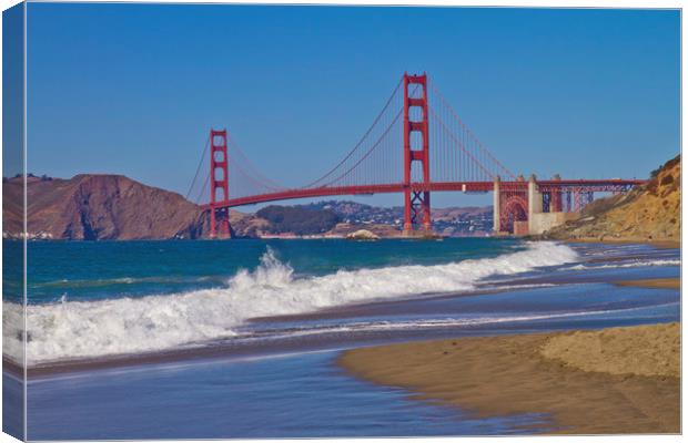 Golden Gate Bridge & Baker Beach Canvas Print by Melanie Viola