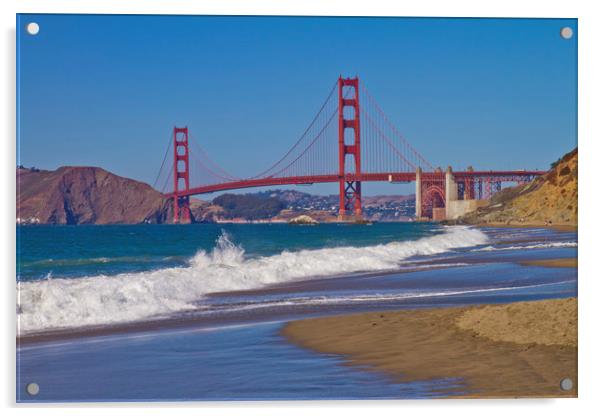 Golden Gate Bridge & Baker Beach Acrylic by Melanie Viola