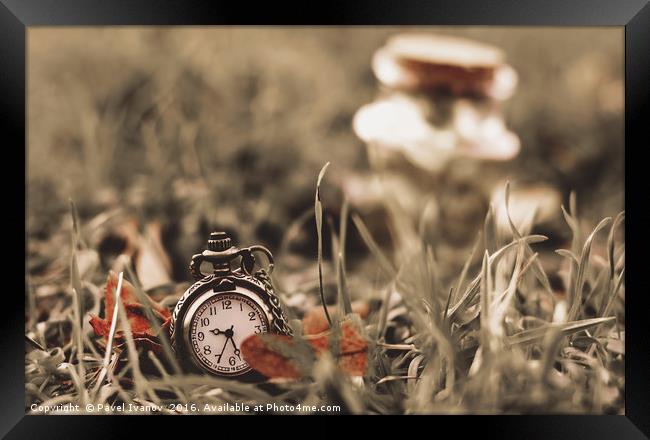Vintage clock in the grass Framed Print by Pavel Ivanov