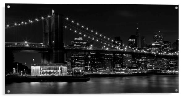 Manhattan at Night b/w Acrylic by Melanie Viola