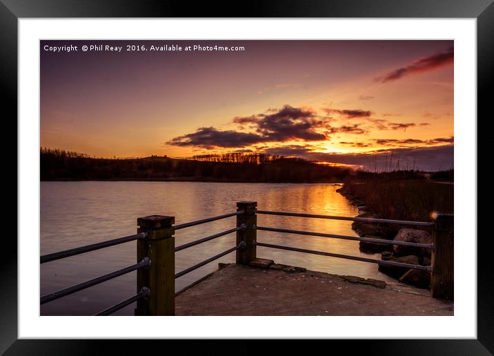Sunset over the lake Framed Mounted Print by Phil Reay