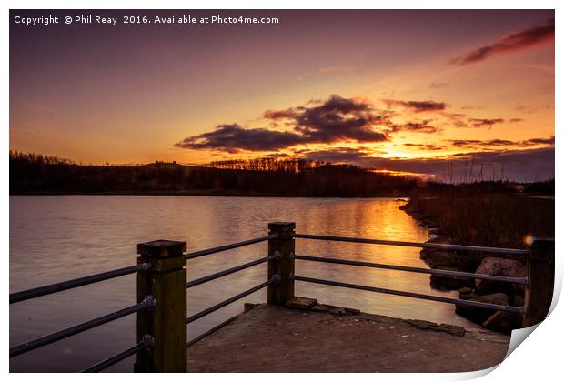 Sunset over the lake Print by Phil Reay