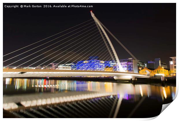 Samuel Beckett Bridge Cable-stayed bridge in Dubli Print by Mark Gorton