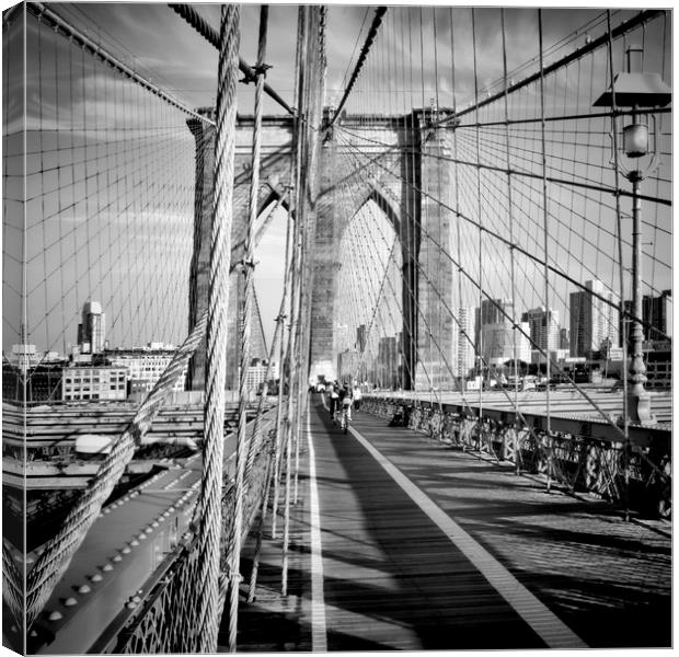 NYC Brooklyn Bridge | Monochrome Canvas Print by Melanie Viola