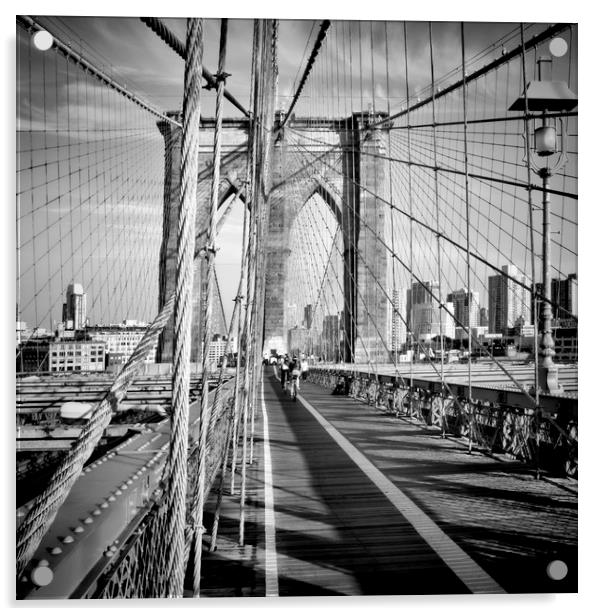 NYC Brooklyn Bridge | Monochrome Acrylic by Melanie Viola