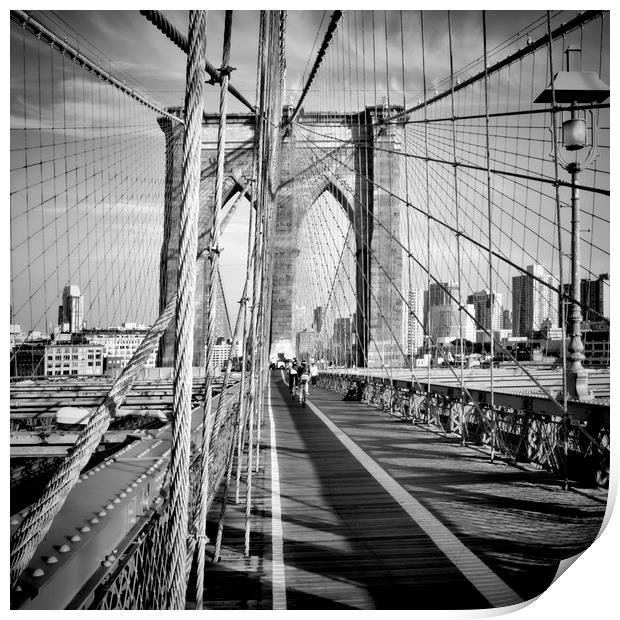 NYC Brooklyn Bridge | Monochrome Print by Melanie Viola