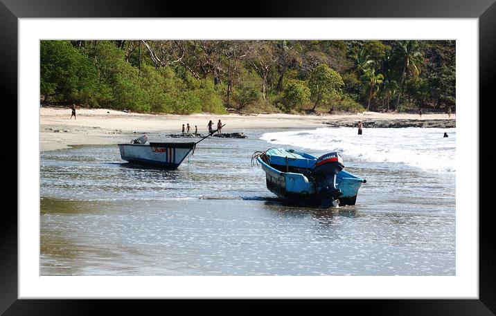 Boats on Beach at Playa Guionnes Framed Mounted Print by james balzano, jr.