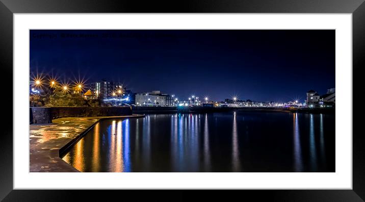 Night Time Reflections at Marine Lake, Weston-supe Framed Mounted Print by Pete Watson