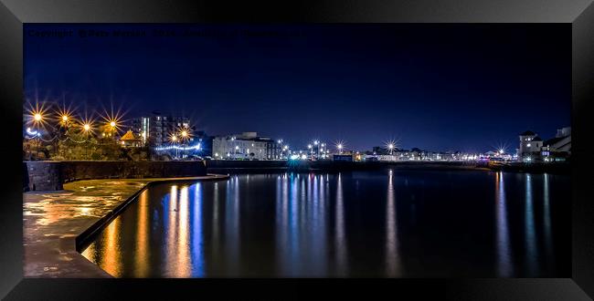 Night Time Reflections at Marine Lake, Weston-supe Framed Print by Pete Watson