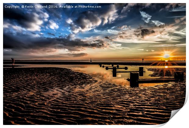 Sun setting at Crosby Beach Print by Kevin Clelland