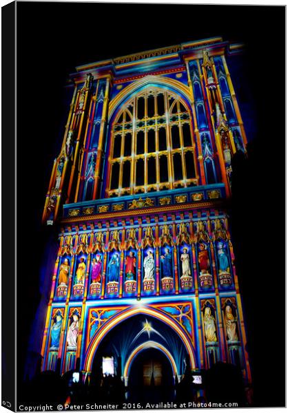Westminster Cathedral, London Lumiere, jan 2016 Canvas Print by Peter Schneiter