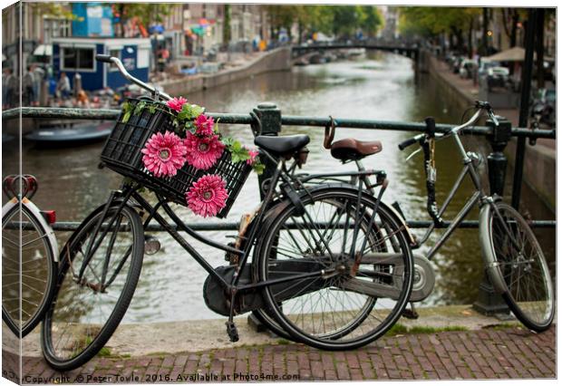 Amsterdam bikes Canvas Print by Peter Towle