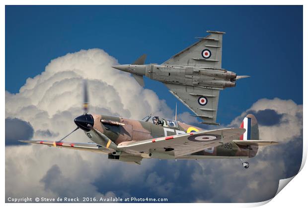 Spitfire and Typhoon Fly Past. Print by Steve de Roeck