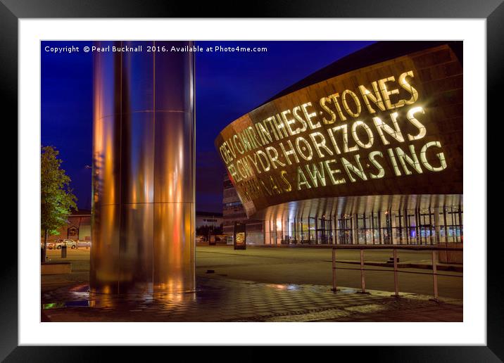 Millennium Centre Cardiff at Night Framed Mounted Print by Pearl Bucknall