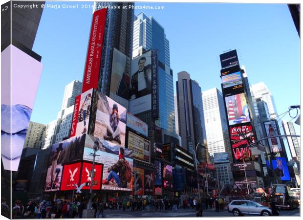                 New York Times Square              Canvas Print by Marja Ozwell