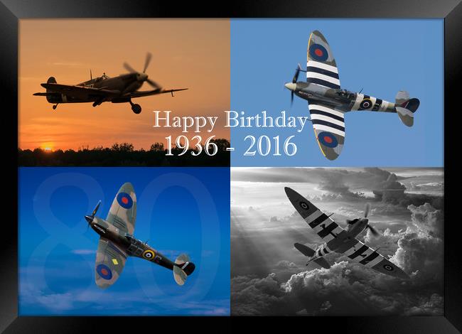 Happy Birthday Spitfire Framed Print by Stephen Ward