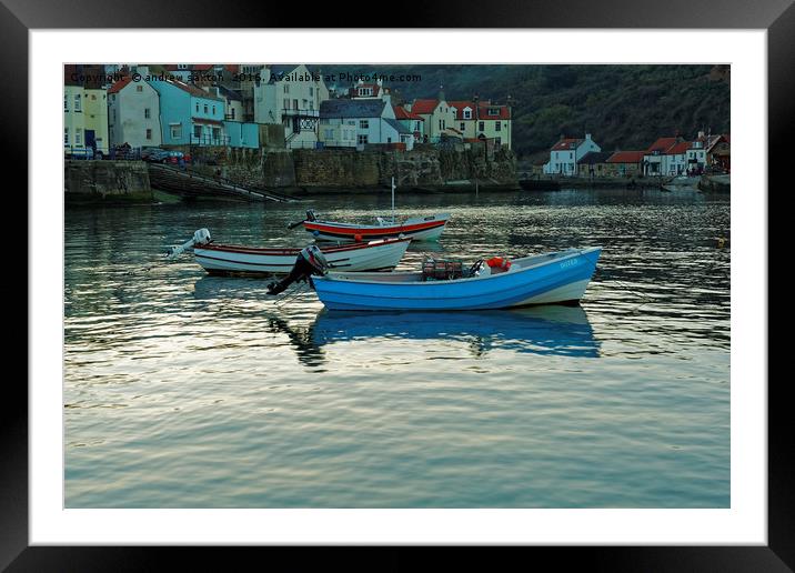 LITTLE BLUE BOAT Framed Mounted Print by andrew saxton