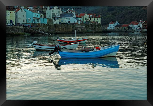 LITTLE BLUE BOAT Framed Print by andrew saxton
