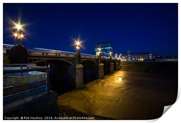 Newport night bridge  Print by Rob Hawkins
