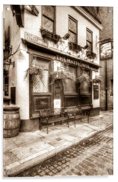 The Mayflower Pub London Vintage Acrylic by David Pyatt