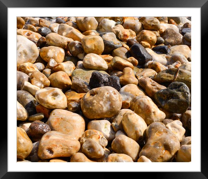 Pebbles on a beach  Framed Mounted Print by Shaun Jacobs