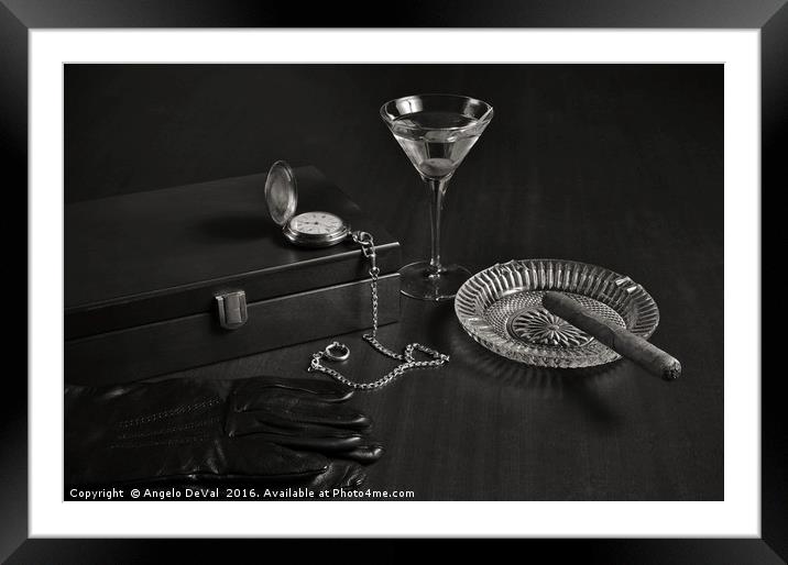 Gentleman's Pause in Monochrome Framed Mounted Print by Angelo DeVal