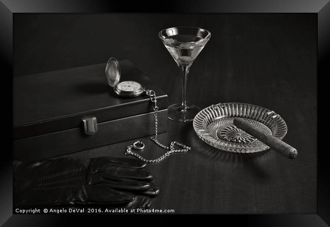Gentleman's Pause in Monochrome Framed Print by Angelo DeVal