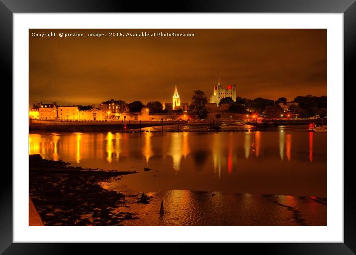 Rochester castle at night Framed Mounted Print by pristine_ images