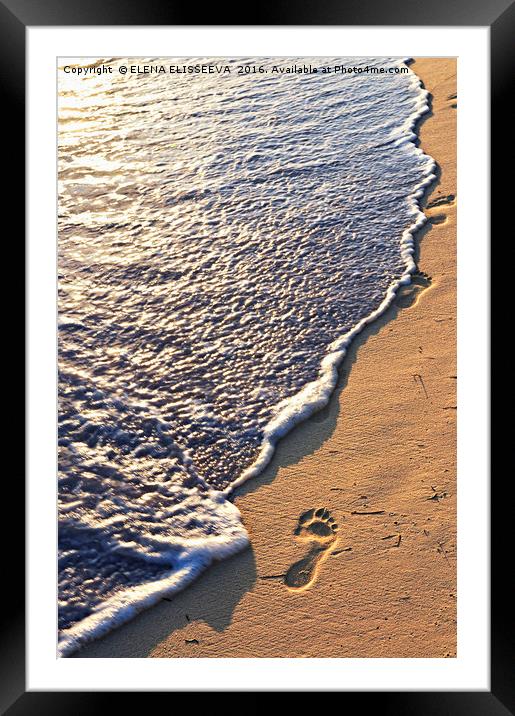 Tropical beach with footprints Framed Mounted Print by ELENA ELISSEEVA