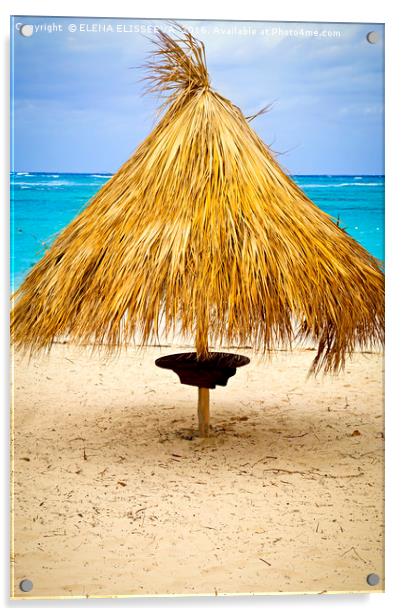 Tropical beach umbrella Acrylic by ELENA ELISSEEVA